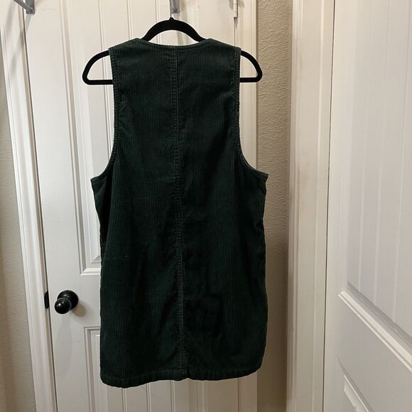 Karen Scott Hunter Green Corduroy Sleeveless Jumper Overall Dress Womens Size M - Picture 5 of 8